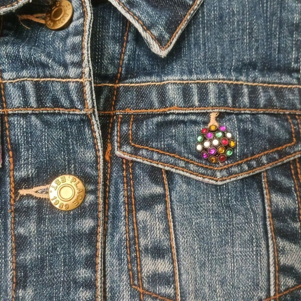 The Children's Place Girls Medium 7/8 Denim Jean Jacket Embellished - Picture 2 of 7